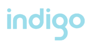 Indigo title logo blue